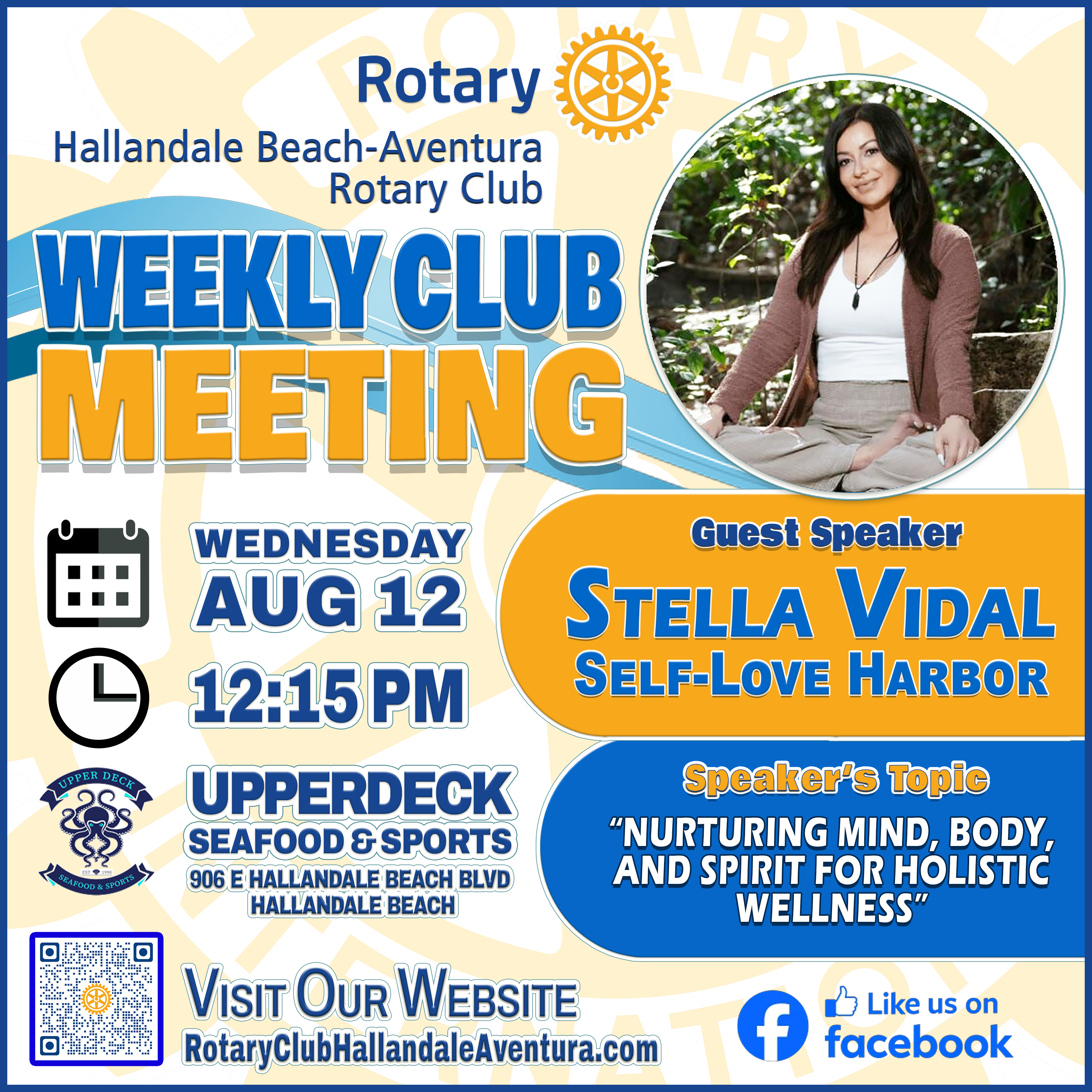 Weekly Club Meeting: Wed., Aug 12, @ 12:15 pm